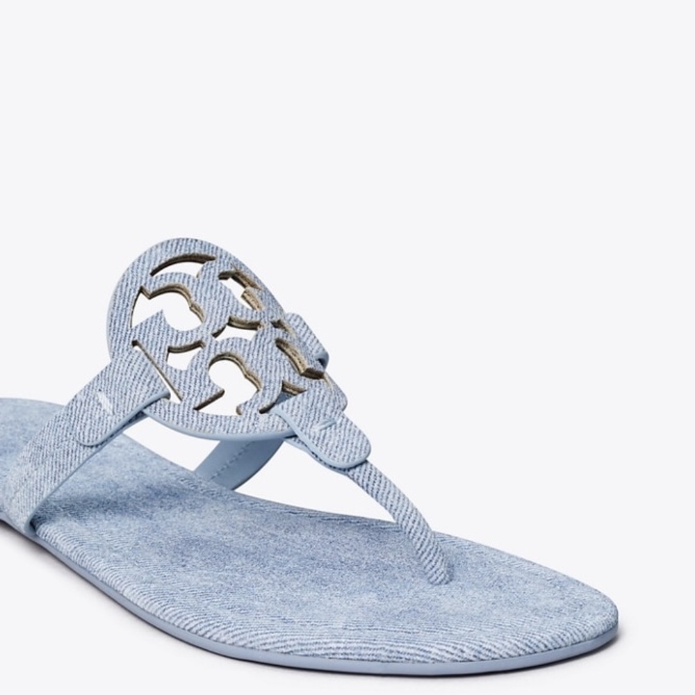 AUTHENTIC Tory Burch Blue Denim Miller Sandals 🩵 - Picture 3 of 6